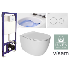 - Komplet set VISAM vodokotlić + bela tipka + ISVEA Sentimenti WC šolja